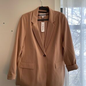 NWT Long Tan Single-Button Blazer by the Drop